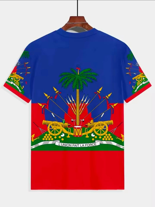 Polyester Haitian flag Tee