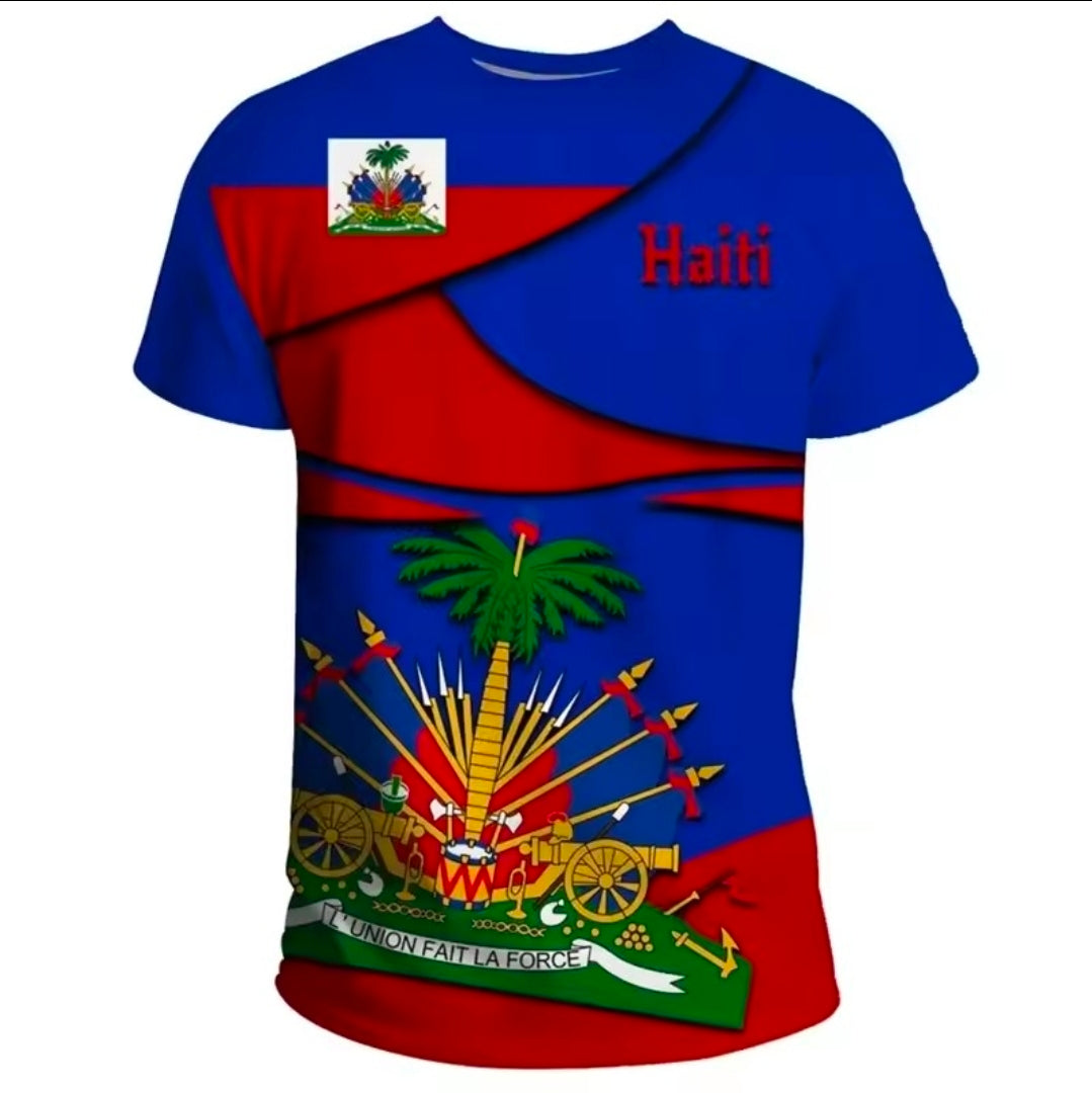 Polyester Haitian flag Tee