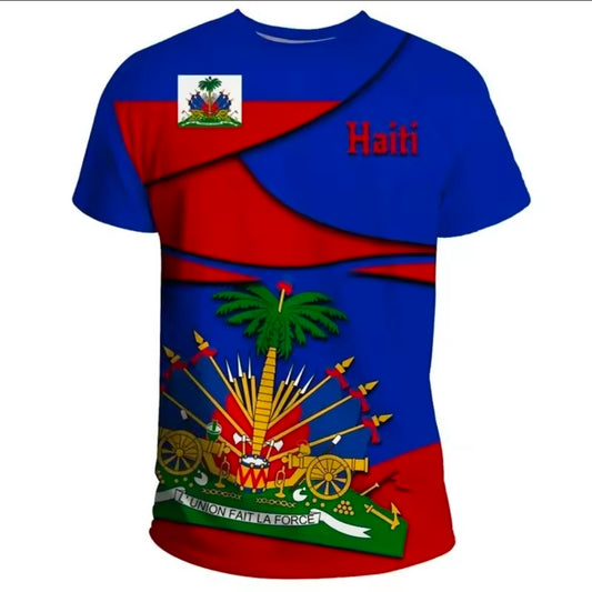 Polyester Haitian flag Tee
